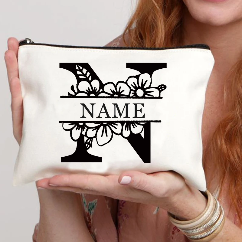 Индивидуальная сумка для макияжа с надписью цветы и Thank You