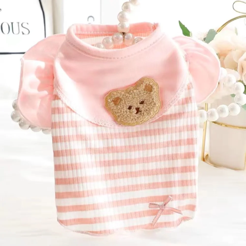 Pet Clothes Spring Summer Fashion Vest Small Dog Cute Stripe Shirt Puppy Sweet Cartoon Pajama Chihuahua Pomeranian Yorkshire