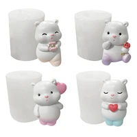 cute three dimensional bear diy gypsum decoration mold new confession bear scented candle silicone mold resin molds cake decor