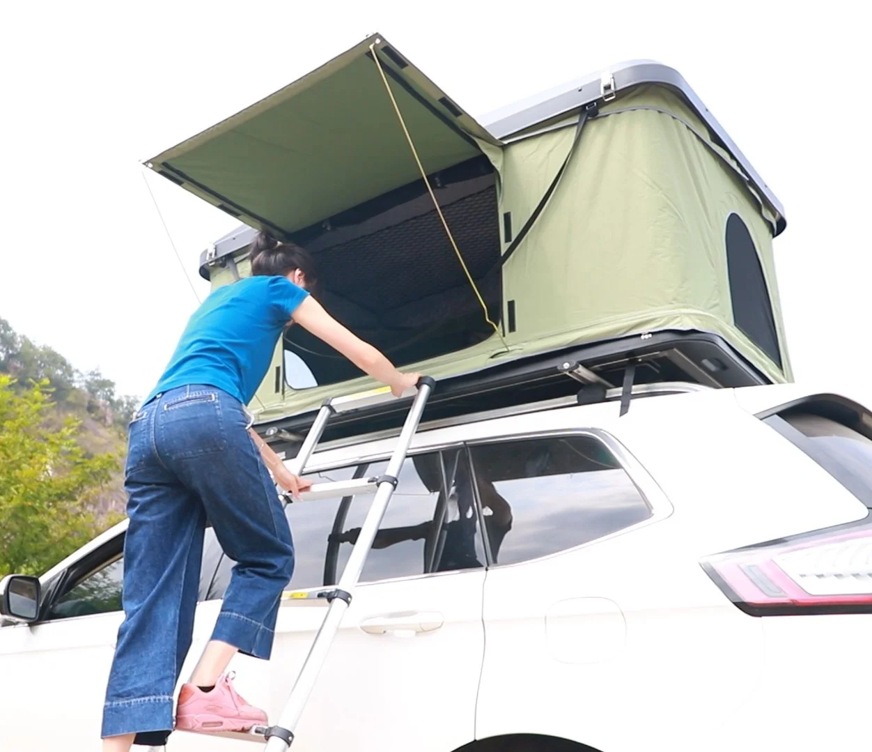 

Fold up auto rooftop tents 4 person automatic folding hard shell roof top tent