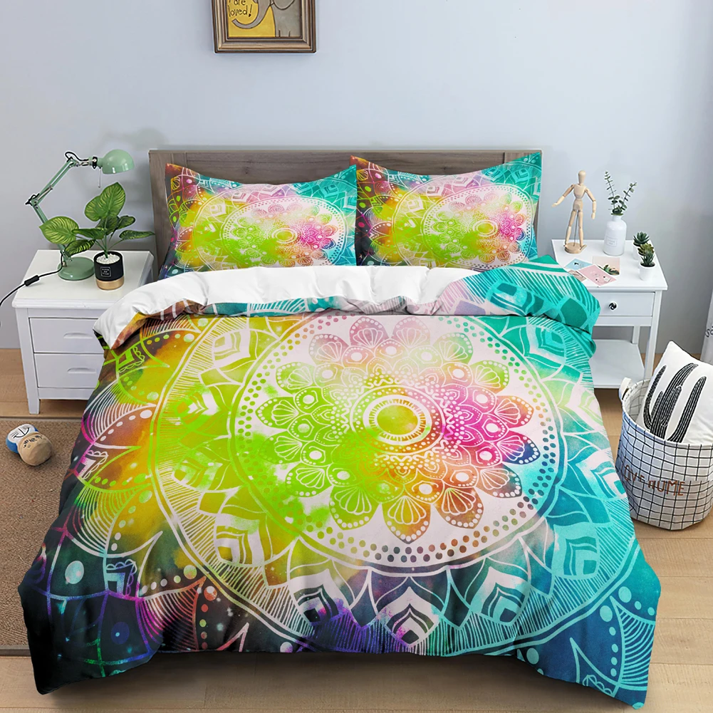 Комплект постельного белья с 3D этническим пододеяльником и принтом мандалы