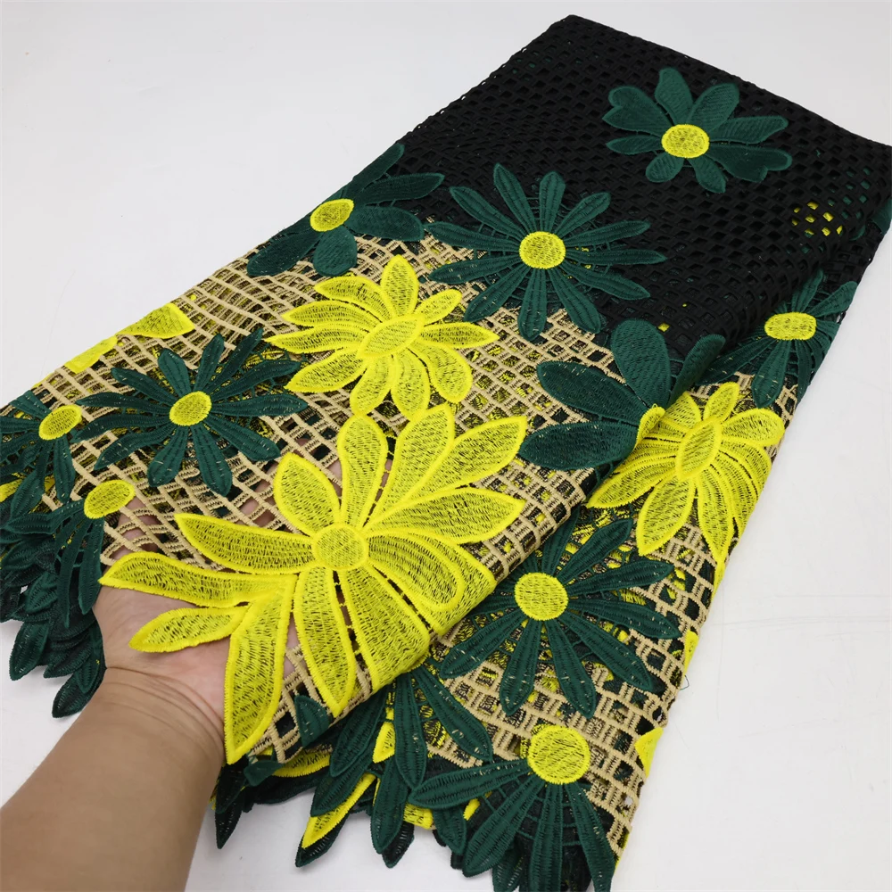 

African Milk Silk Lace Fabric 5 Yards 2022 High Quality Embroidered French Nigerian Guipure Lace Fabrics For Wedding LY1820