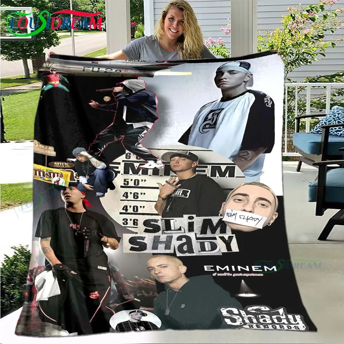 Pop Singer E-Eminem Blanket Flannel Throw for Home Bedroom Bed Sofa Picnic Office Hiking Leisure Nap Birthday Gift