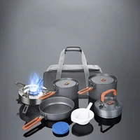 stove cooker camping cookware set aluminum outdoors cookware camping equipment portable cocina camping gas cookware kit