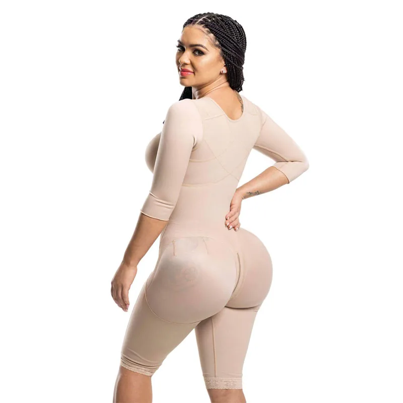 

Post-Surgery Double Compression Garments Faja With Sleeves & Bra Tummy Control Shapewear Slimming Fajas Lace Body ShaperPost-Sur