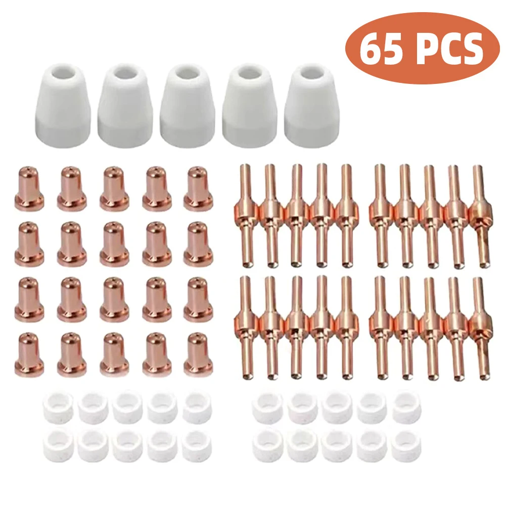 

65pcs/set Rustproof High Conductivity Plasma Cutting Consumable Shield Cup Electrode Nozzle Torch Replacement Fit For PT31 CUT40