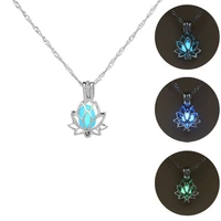 fashion novelty adjustable trendy lotus flower shaped necklace glow in the dark jewelry gifts luminous necklace