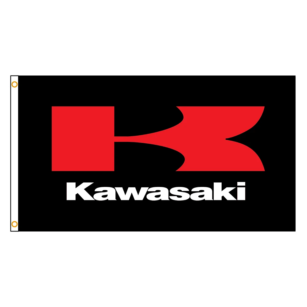 

90x150cm Kawasaki Racing Flag Polyester Printed Autocycle Banner For Decoration