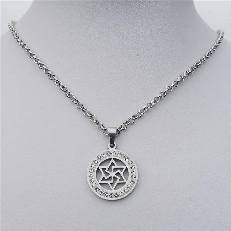 

Star of David Necklace Stainless Steel Clay Pave Rhinestone Pendant With O-chain Shiny Jewelry Gift For Women Girls