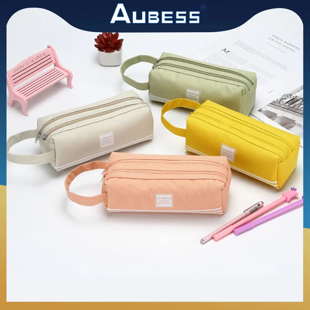 

Double-layer Design Portable Canvas Pencil Case Oxford Cloth Stationery Pen Storage Bag Simple And Generous Design Waterproof
