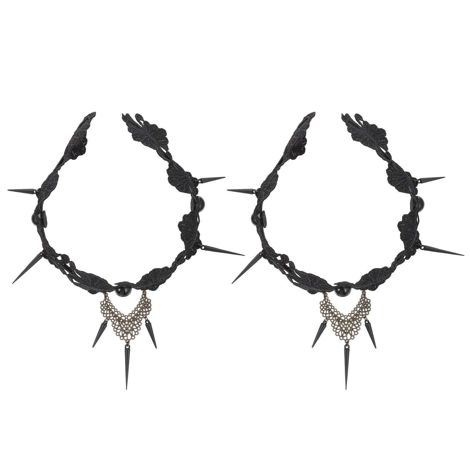 

2Pcs Lace Headband Gothic Vintage Costume Prop Lace Hairband Hair Accessory