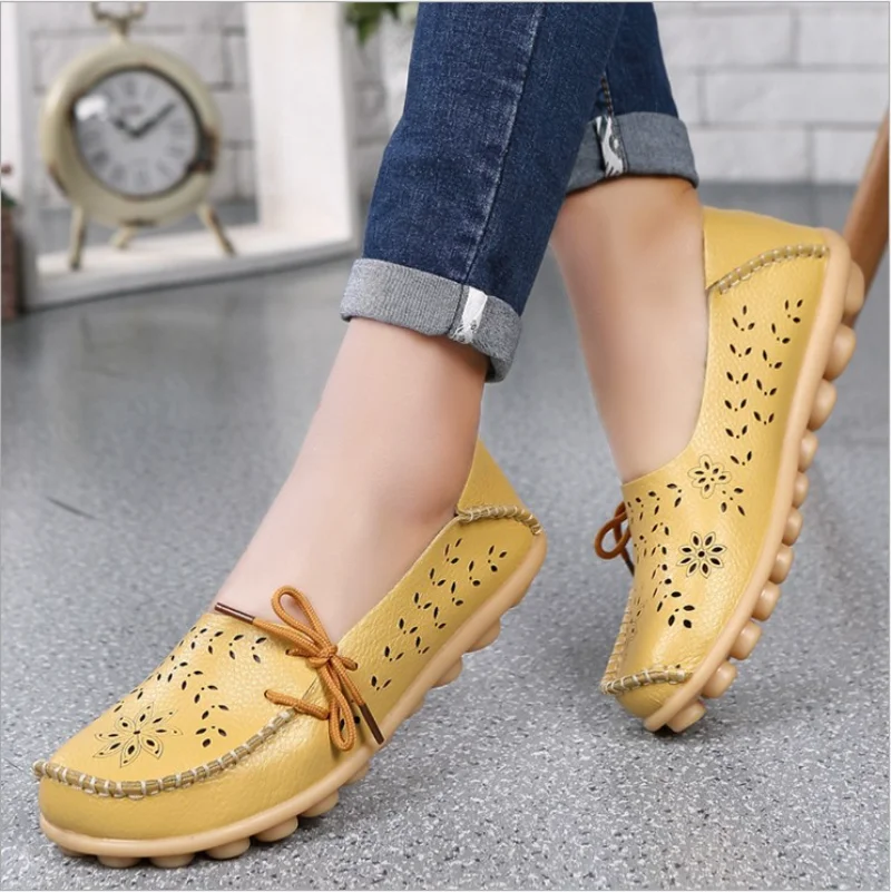 

Women's Ballet Flats Genuine Leather Shoes Woman Slip on Loafers Flats Soft Oxford Shoes Casual Sapato Feminino Plus Size 44