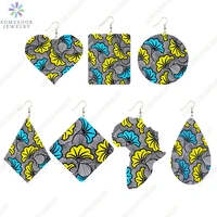 somesoor african ethnic fabric print wooden drop earrings for women mixed 7 shapes bohemian geometric pendant dangle jewelry