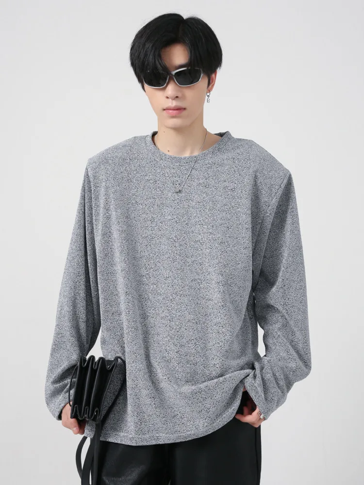 

Мужская Однотонная футболка с длинным рукавом и круглым вырезом