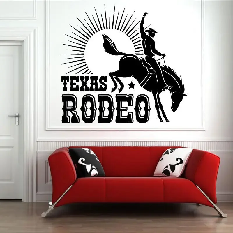 Виниловые наклейки на стену Texas Cowboy Rider Horse Racing Wild Sunset для дома гостиной модные