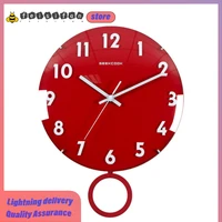 14 inch high quality simple swing wall clock wooden round quartz mute wall clock specialty modern design home room decoration
