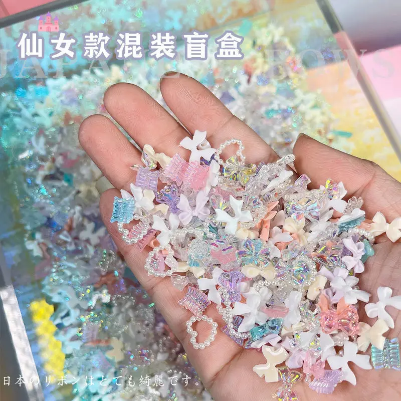 

100Pcs/Lot Beautiful Summer Nail Jewelry Mixed Batch Set Net Red 2022 New Japanese Finger Dress Butterfly Nail Jewelry
