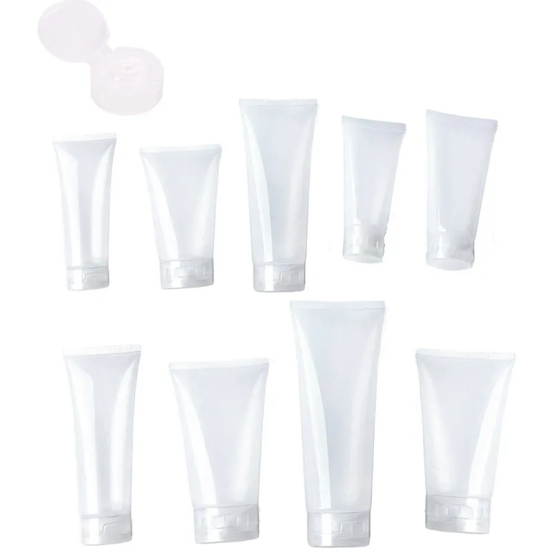 5Pcs 15/20/30/50/100 ml Cosmetics Clear Tube Refillable Bottles Glossy Plastic Bottle Beauty Cream Lotion Shampoo Bath Container