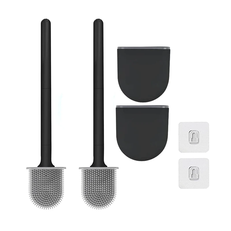 

Premium Toilet Brushes & Holders, 2 Pack,Wall-Mounted (Without Drilling Holes), Deep Cleaner Silicone Toilet Brush