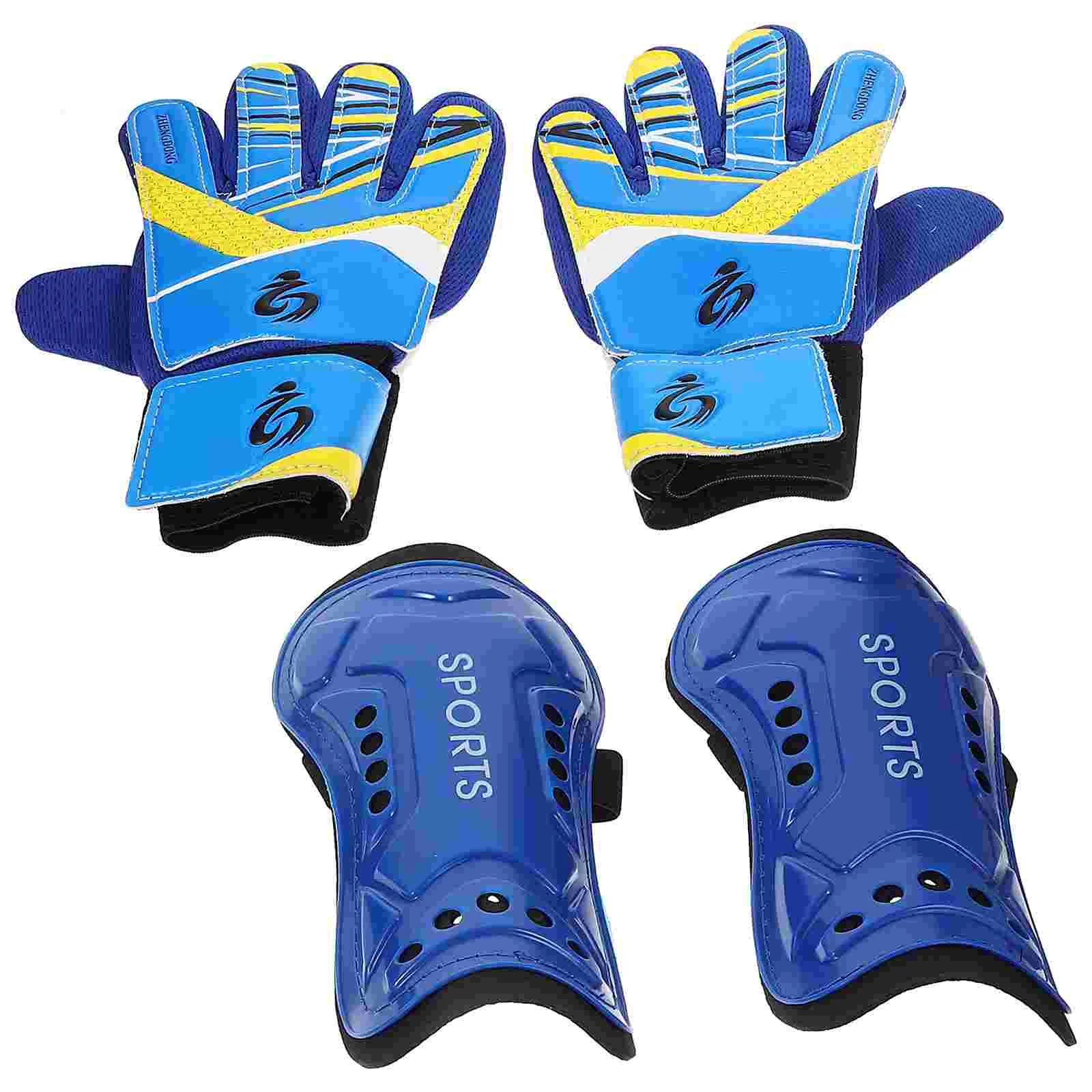 

Soccer Goalie and Knee Pads 1 Set Football Goalkeeper Protection Gear Set Including and Shin Guards for Soccer Sports (, Blue )
