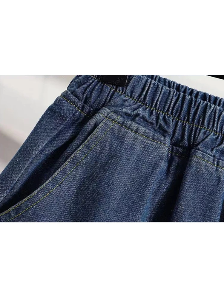 Джинсовые шорты с завышенной талией кружевные синие плиссированные летние новые