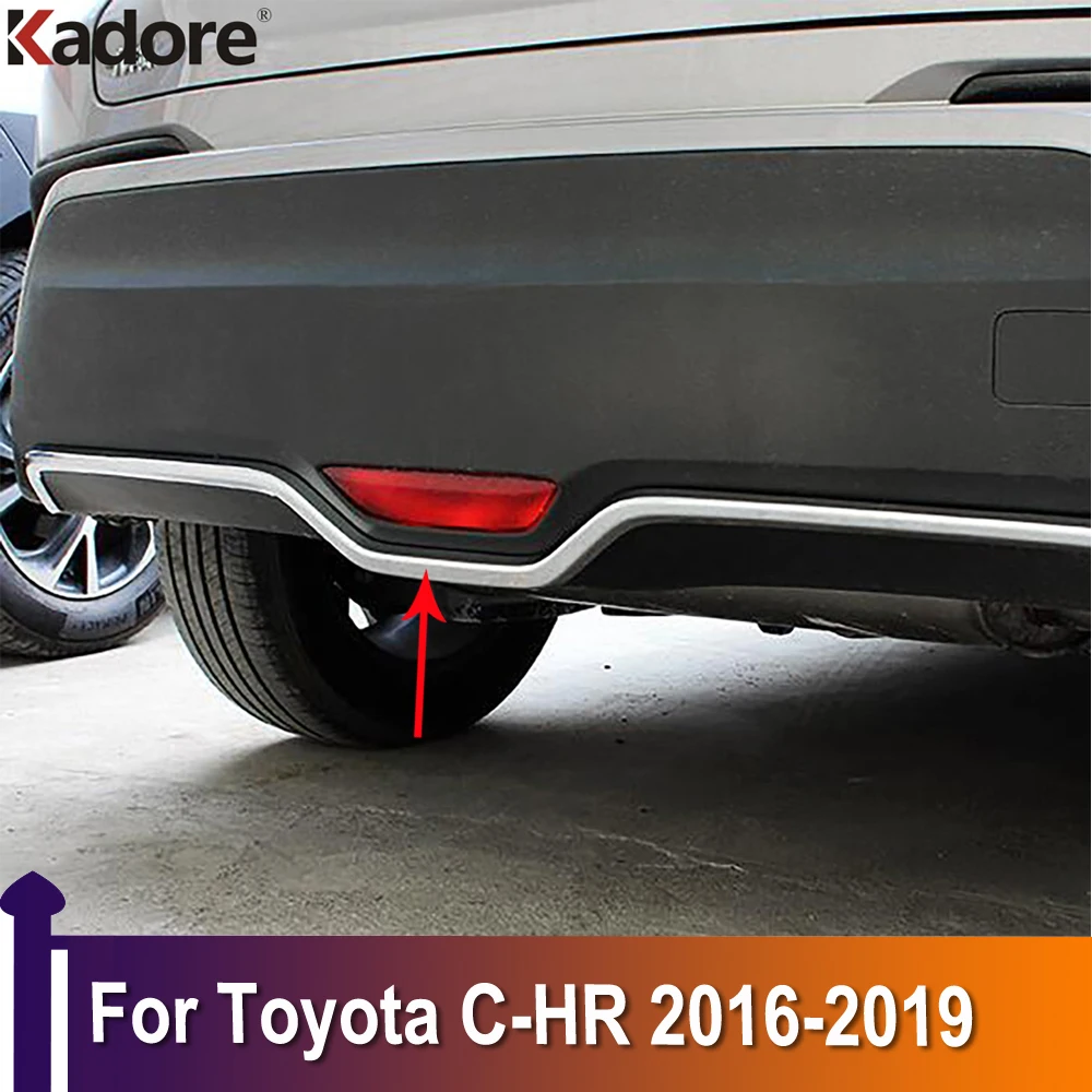 

For Toyota C-HR CHR 2016 2017 2018 2019 Car Rear Door Trunk Box Bottom Chrome Trim Tail Bumper Strips Stickers Cover Styling