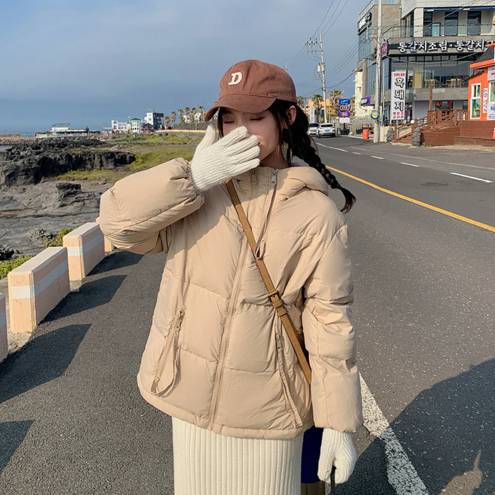 

Brand 2023 New Korean Winter Short Coat Solid Color Women Down Coat Down Jacket Winter Jacket Female Loose Hooded Fashion Jacket