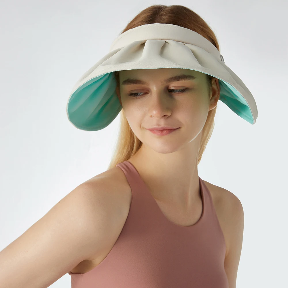 

US Stock OhSunny Sun Protection Hats for Women Empty Top Shell Shape Sun Hat Fashion Big Brim UPF1000+ Sunscreen Beach Hat