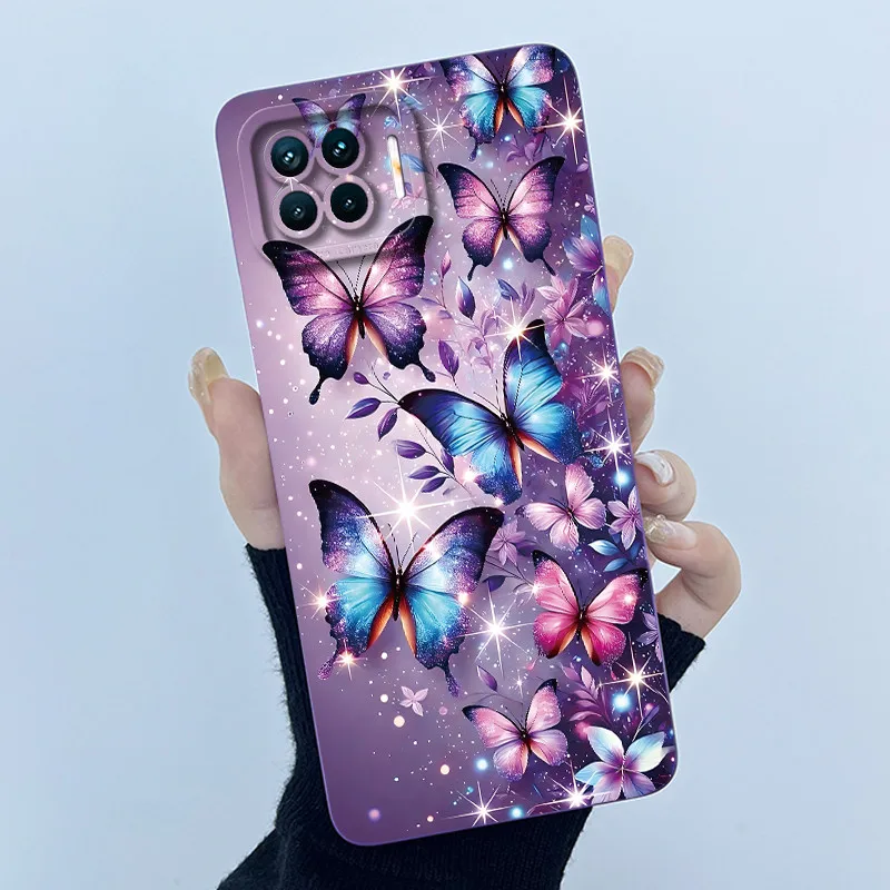 Фото Чехол для телефона OPPO F17 Pro Reno 4 Lite с простыми цветами, мягкий жидкий силиконовый чехол для OPPO A73 A93 Reno4 Lite Fundas №5