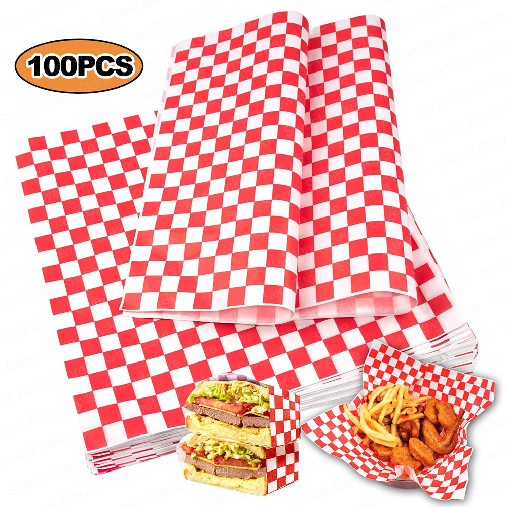 

Красные и белые клетчатые вощеные листы бумаги Wax Paper Sheets