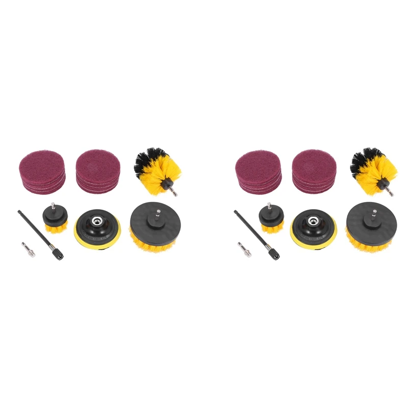 

26Pcs Drill Brush Attachment Scrub Pads Cleaning Brush Power Scrubber Set For Car Grout Bathroom Carpet Tile Brick