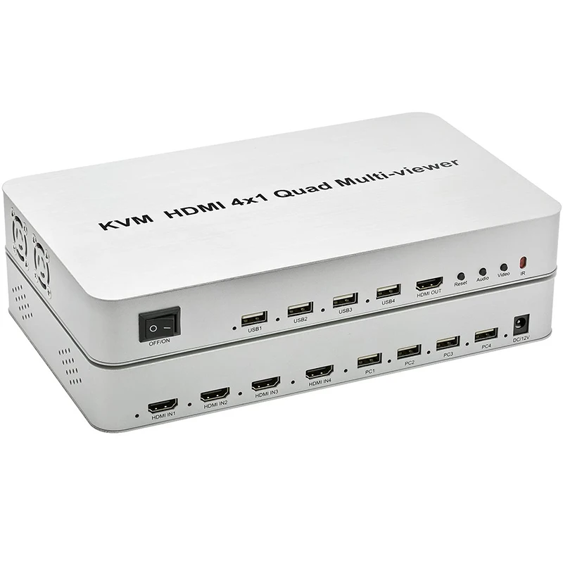 

4K KVM HDMI мультипросмотр четырехэкранный мультипросмотр 4x1 с бесшовным 4 в 1 HDMI KVM мультипросмотр переключатель для USB клавиатуры мыши