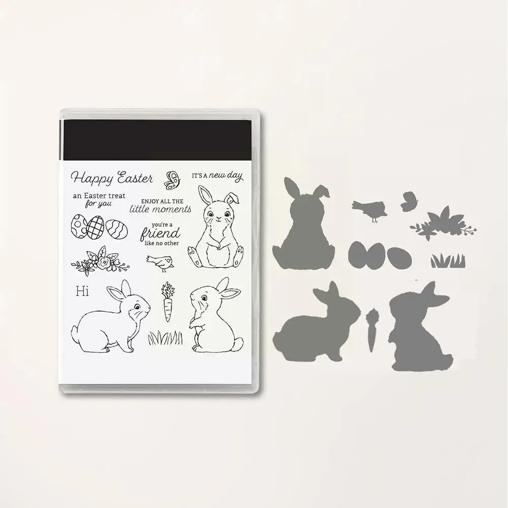 

2023 New Cute Bunny Cutting Dies Stamps Scrapbook Diary Handmade Sale Template Card Embossing Hot Greeting Diy Decoration F8k1