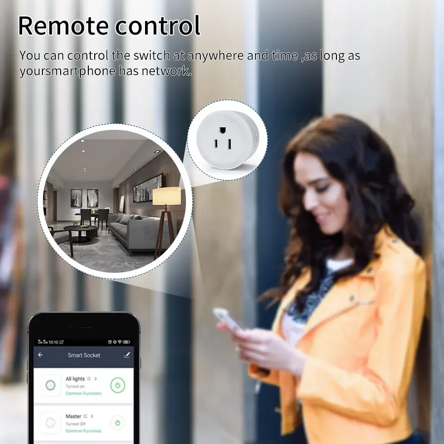 Умная розетка с Wi-Fi 10 А 100-240 В