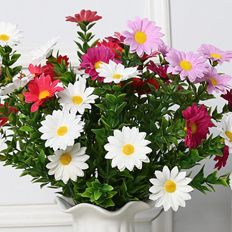 

Artificial Flowers Plants Silk Chrysanthemum Colorful Small Daisy DIY Wedding Party Home Garden Decoration 35cm Fake Flowers
