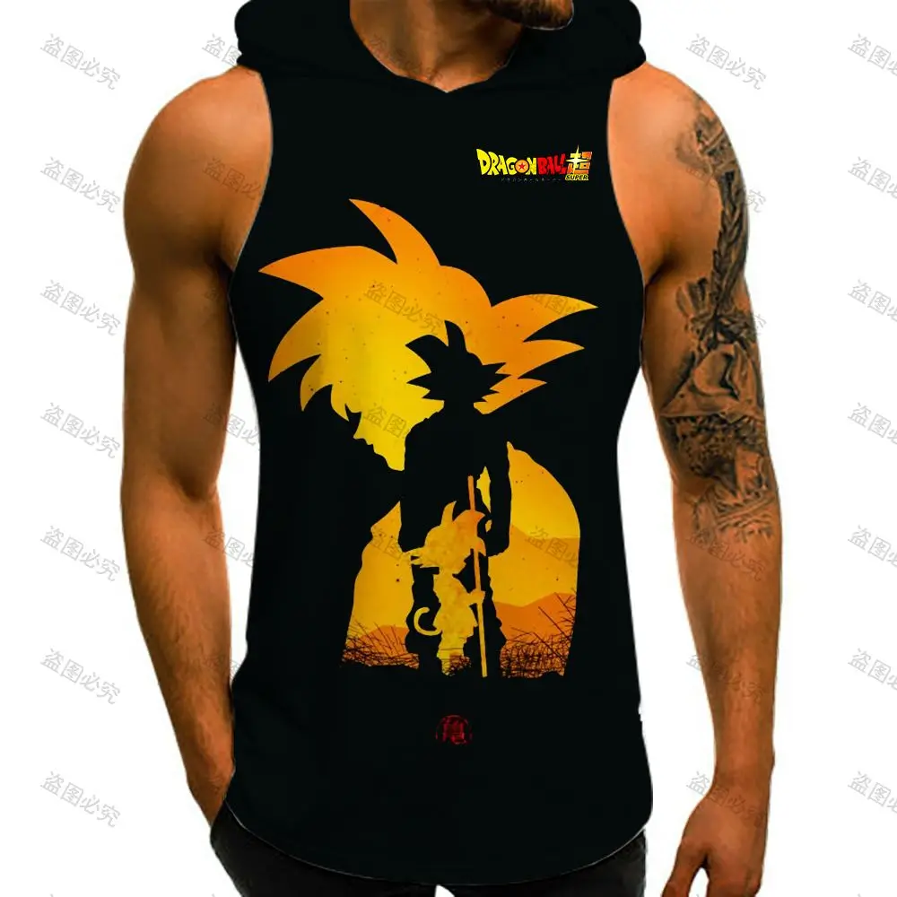 Men Tank Top Dragon Ball Z Mens Muscle Vest With Hood Y2k Clothes Sleeveless Gym Shirt New Trend High Street Bodybuilding 2022