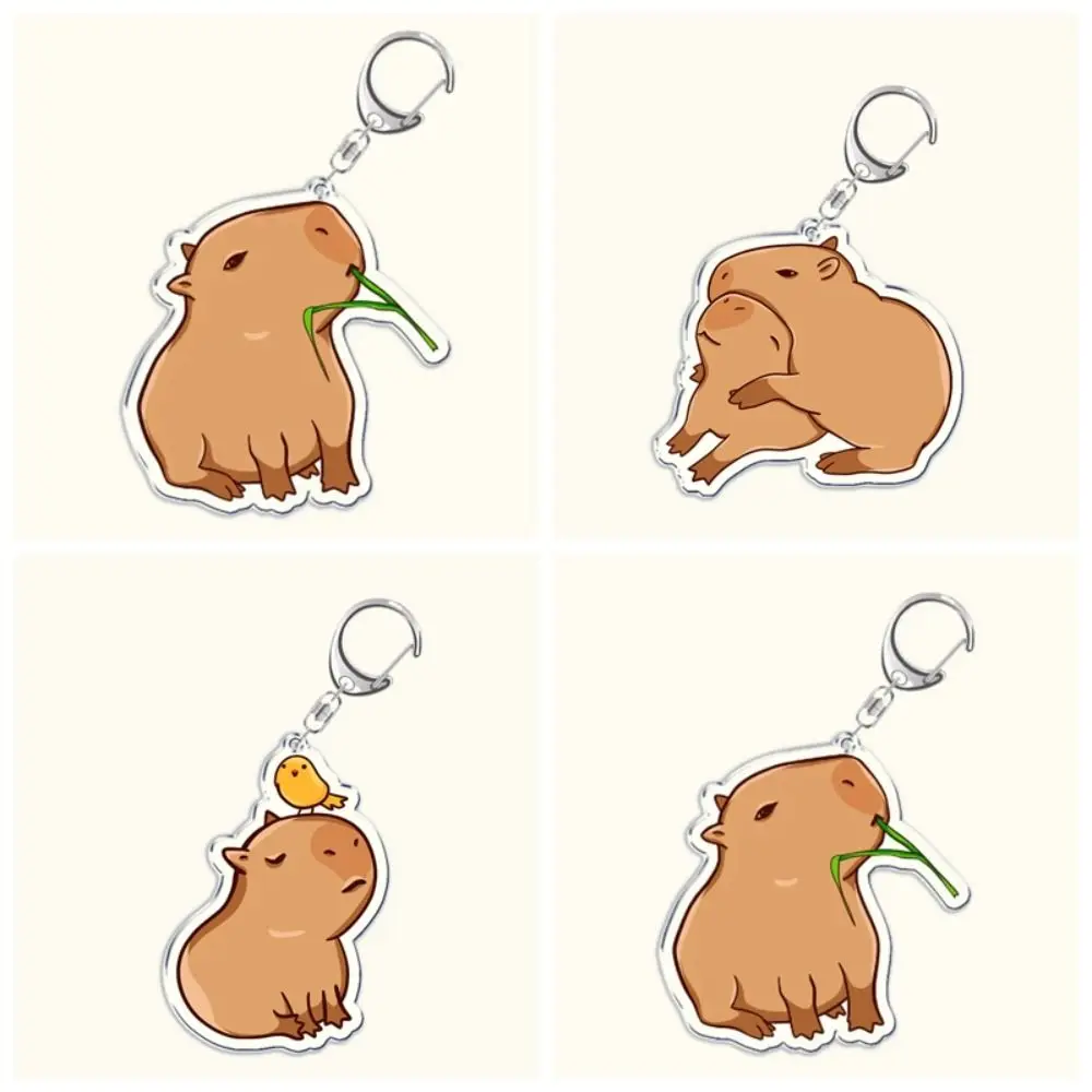 

Cartoon Capybara Acrylic Keychain Lovely Capybaras Animal Resin Keyring Cute Bag Pendant Key Chain Girls Jewelry Gifts