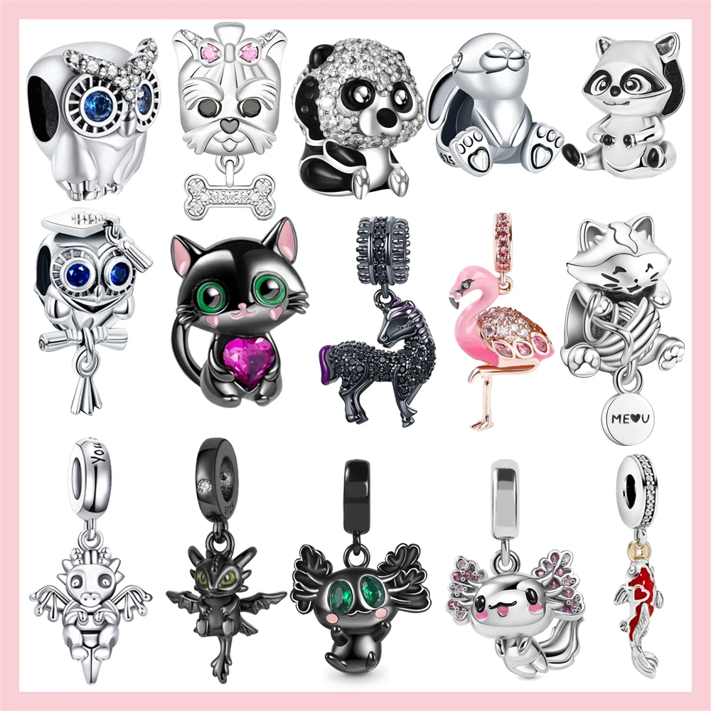 Бусина-Шарм Сова из серебра 925 пробы с мультяшными животными |