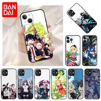 soft phone case for iphone 13 11 12 pro max mini xr xs se 2022 x 8 7 6 6s plus anime blue exorcist shockproof bumper black cover