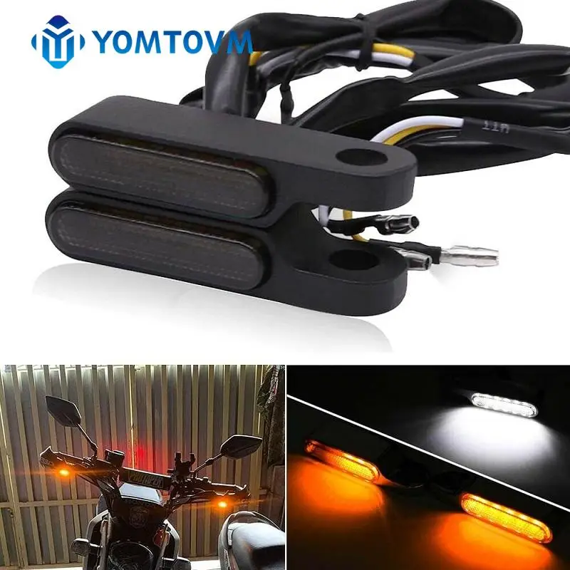 2Pcs Motorcycle Mini LED Turn Signal Running Lights Handlebar Blinker Indicators Lamps For Harley Davidson Touring - Цена: 578.07