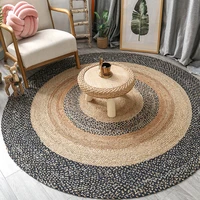 jute rug handmade round denim carpet living room coffee table blanket large area floor mat bedroom bedside blanket