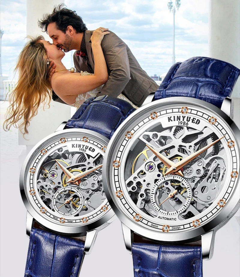 KINYUED Luxury Lover Watches Fashion Waterproof Watch for Men and Woman Couple Watch Lover's Wristwatch часы женские наручные