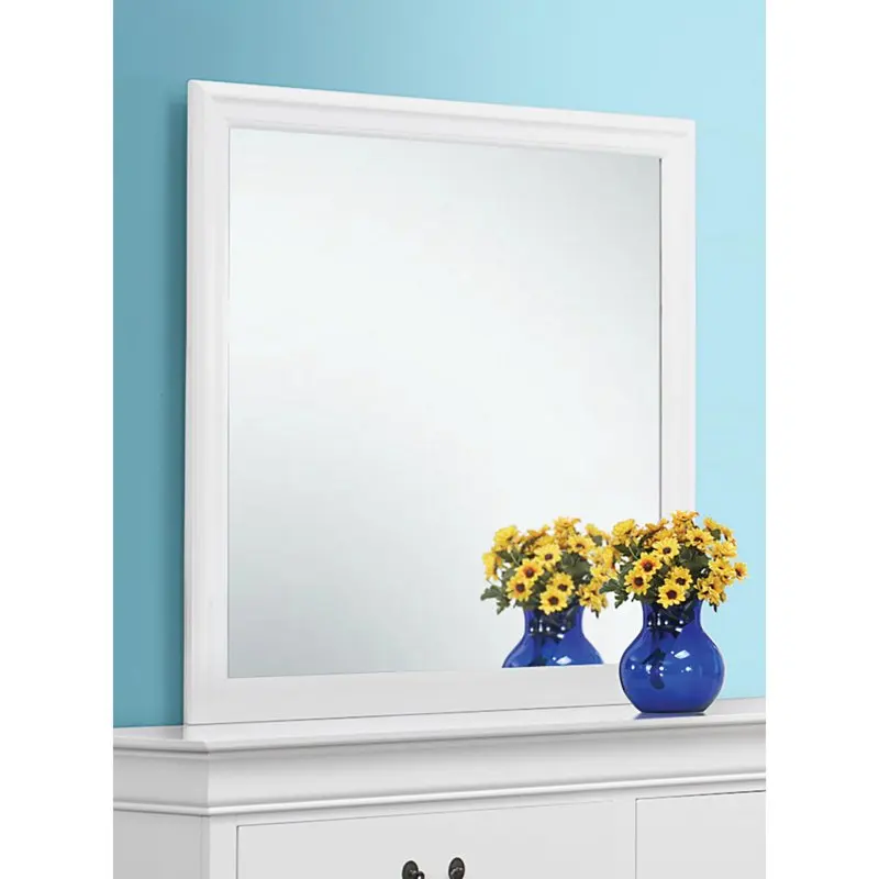 

Luxurious Louis Philippe Style White Beveled Edge Square Mirror for Furniture Enhancements