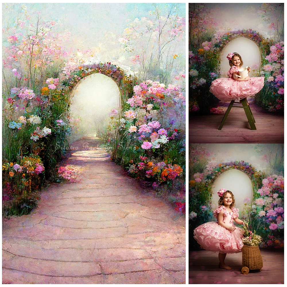 

Wonderland Gateway To Paradise Photo Background Pink Flower Photography Backdrop Pregnant Woman Kids Portrait Photo Studio Props