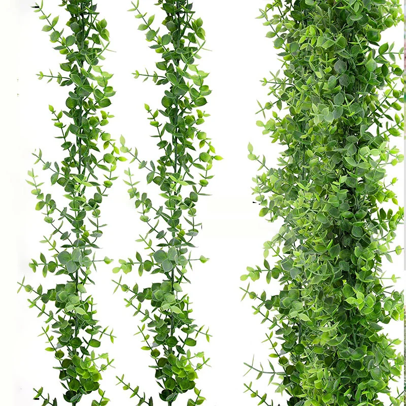 

Искусственный эвкалипт, зеленая гирлянда из растений, лоза из ротанга, Свадебный декор для гостиной и дома, подвесное украшение для растени...