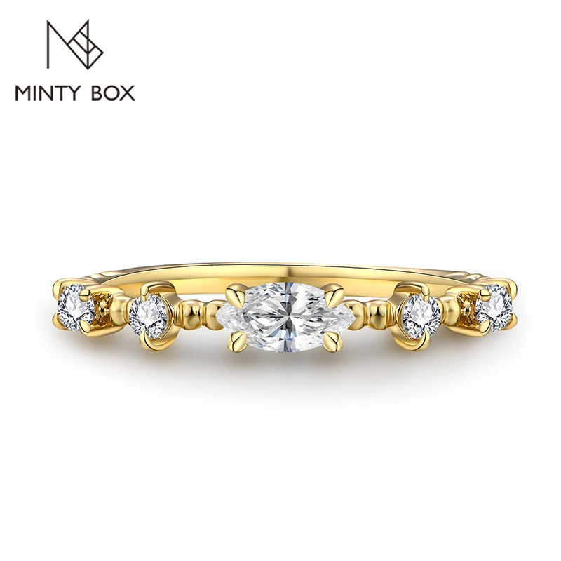 MINTYBOX D Color VVS1 18K Moissanite Ring for Women 925 Sterling Silver Wtihe Gold Engegament Wedding Band Fine Jewelry Gift