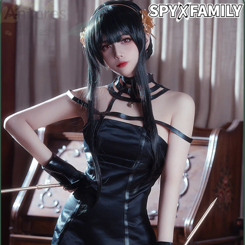 

Костюм для косплея из аниме шпион Икс семья исудеров, черное платье, женские серьги Saias, одежда для Хэллоуина, карнавала вечерние, сексуальны...