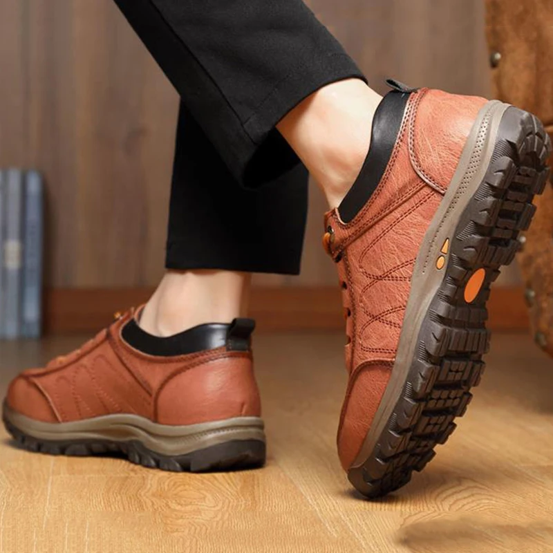 

Spring Boots Leather Casual Men Shoes Comfortable Sneakers Casual shoes Walking Footwear Lac-up Mens Vulcanize Leather Shoes