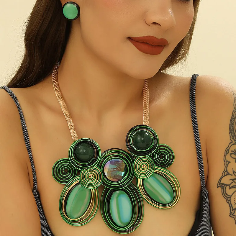 1 компл. плетение ручной работы из алюминиевой проволоки ожерелье с большими