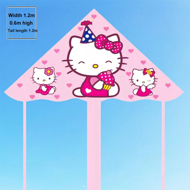 

Sanrio Kawaii Hello Kitty New Outdoor Toys for Children Cartoon Spring Kite Triangle Long Tail Easy To Fly 3 - 10 Year Old Kite